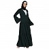 Coat collar Abaya with white inner- Bottle Green